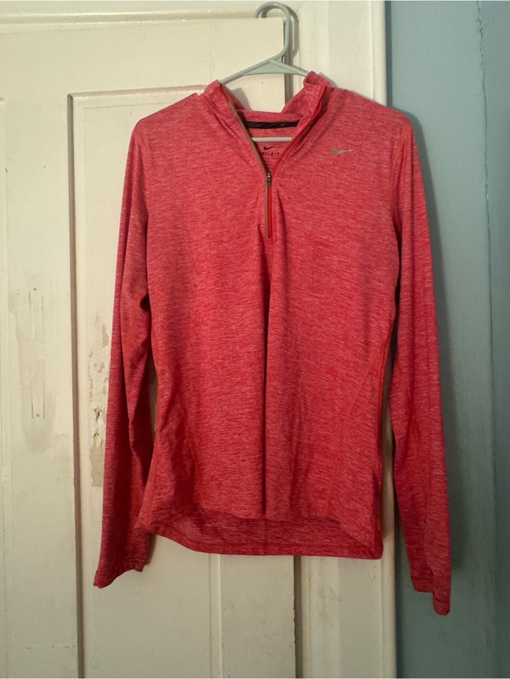 Nike Women's Heather Coral Quarter-Zip  Performance Top